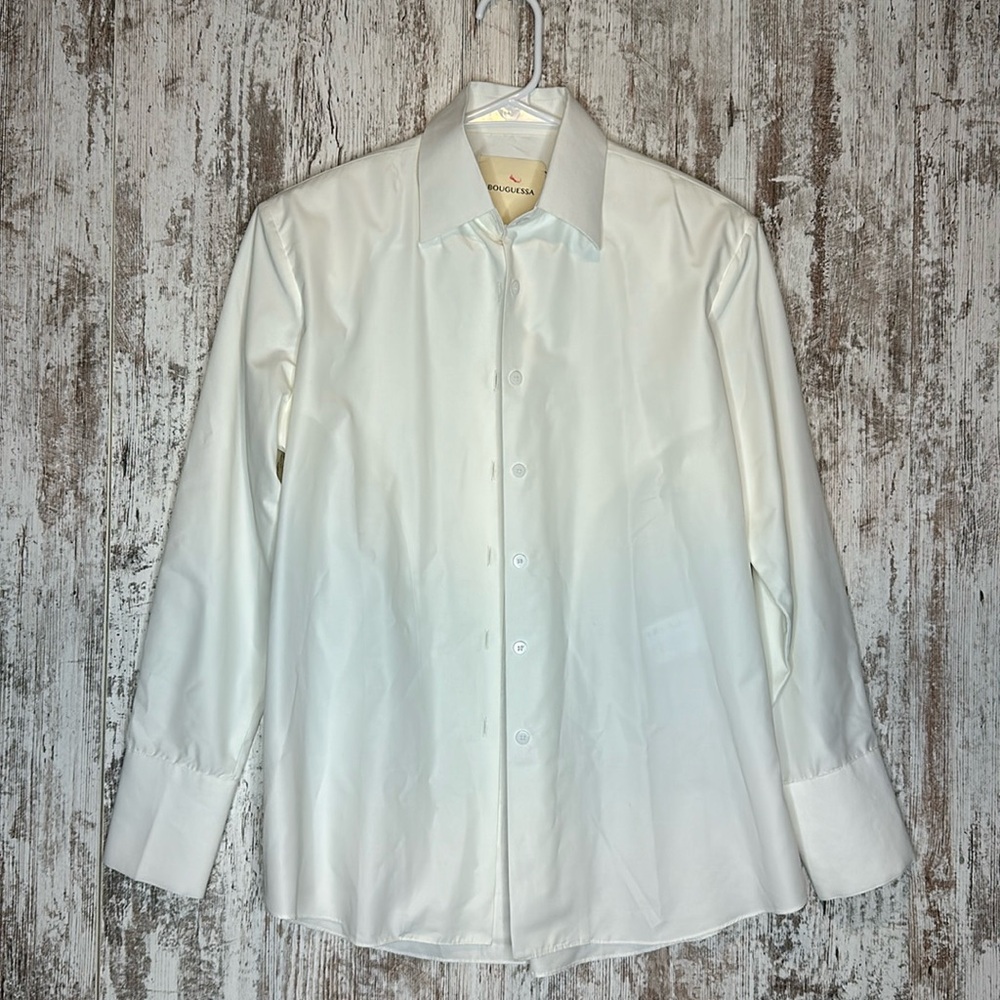 BOUGUESSA Anum Shoulder Padded Off-White Shirt Sz S - Picture 4 of 11